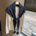 Knit Pom-Pom Shawl - DippedShop Wholesale - #9699