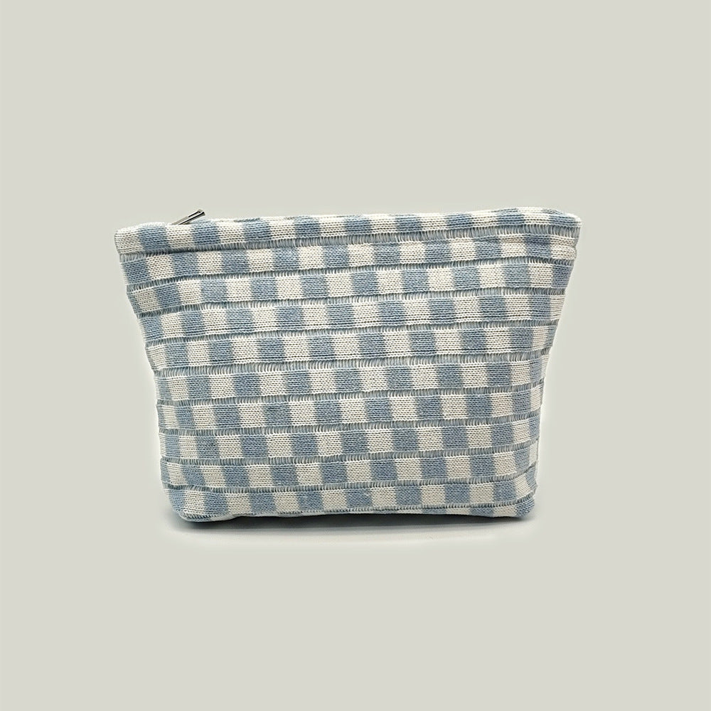 Large Plaid Knit Makeup Bag - DippedShop Wholesale - #1187