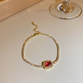 Stylish Gold Plated Rhinestones Heart Pendant Bracelet 6W6JBR715