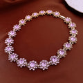 Vintage Rhinestone Floral Chain Buckle Necklace 6W6JNC972