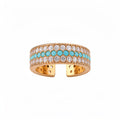 Three-Row Cubic Zirconia Turquoise Open Ring 6W6JRG356