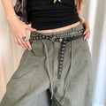Punk Style Double-Layer Hollow Stud Waist Belt 6W6JBT195