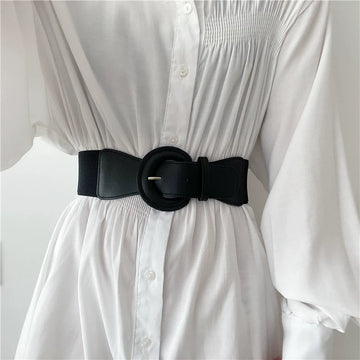 Vintage Black Stretchy Adjustable Wide Waist Belt DPWB2832