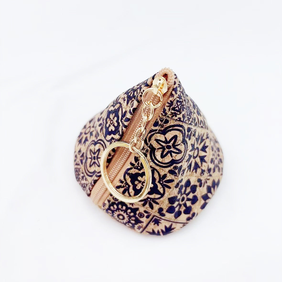 Cute Floral Print Cork Triangle Mini Coin Case 6S10BWB109