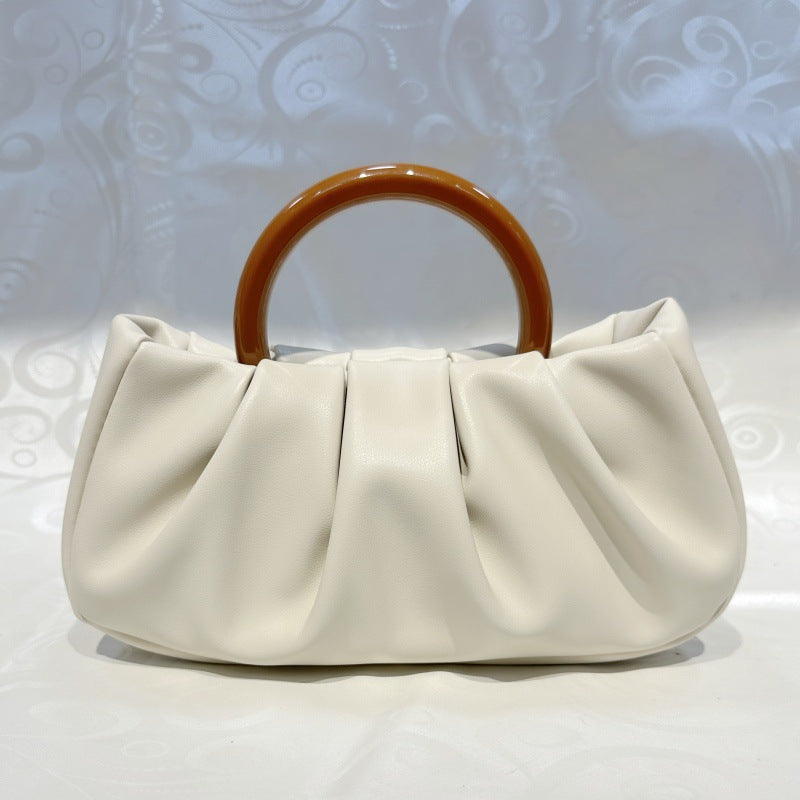 Stylish Ruched Cloud Round Handle Evening Handbag DP25F707