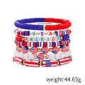 Stylish USA Flag Elastic Beaded Chain Bracelets Set 8ZA6JBR301L