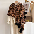 Leopard Print Pompom Scarf - DippedShop Wholesale - #2275