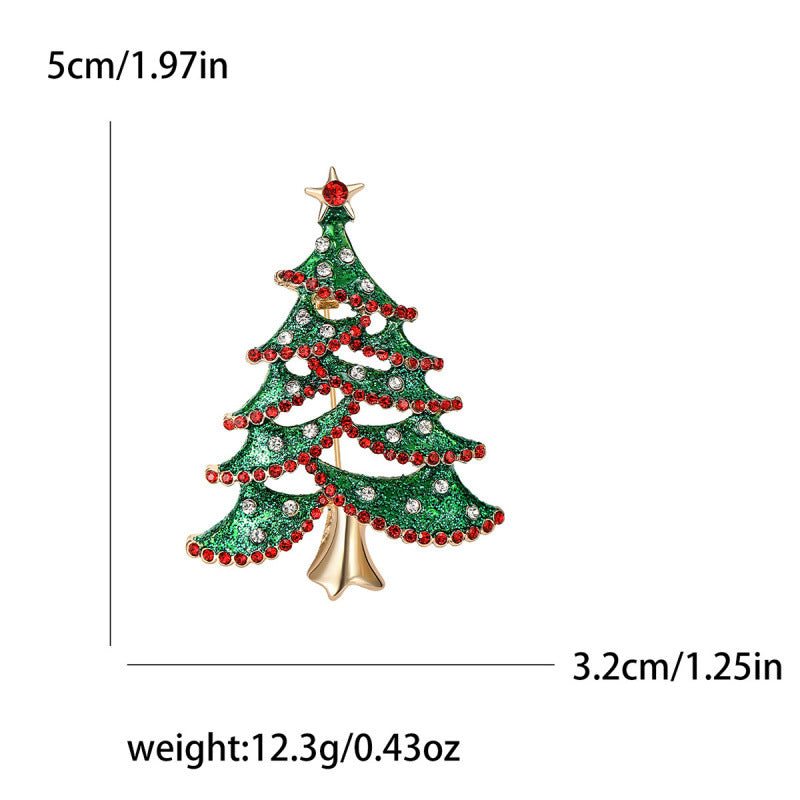 Sparkling Rhinestone Christmas Tree Brooch Pin 6W6JPB59