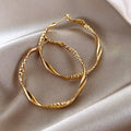 Chunky Gold Plated Geometric Statement Hoop Earrings 6W6JER714