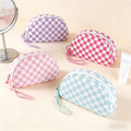 Stylish Color Block Checkered Portable Cosmetic Bag MK2BLW6C5CO12