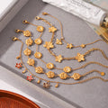 Fashion Gold Plated Rhinestone Flower Chain Bracelet 6W6JBR355