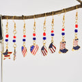 Vintage USA Flag Boot Pendant Beaded Dangle Earring 8ZA6JER190L
