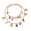 Trendy Double Layer Floral Heart Pendant Necklace 6W6JNC626