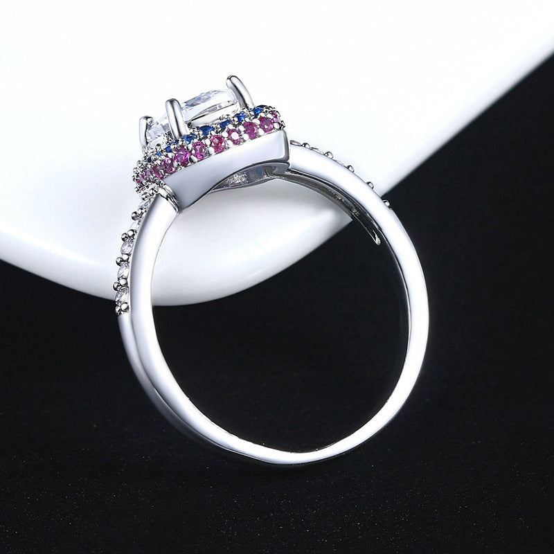 Electroplated Sparking Cubic Zirconia Geometric Ring 8ZA6JRG211T