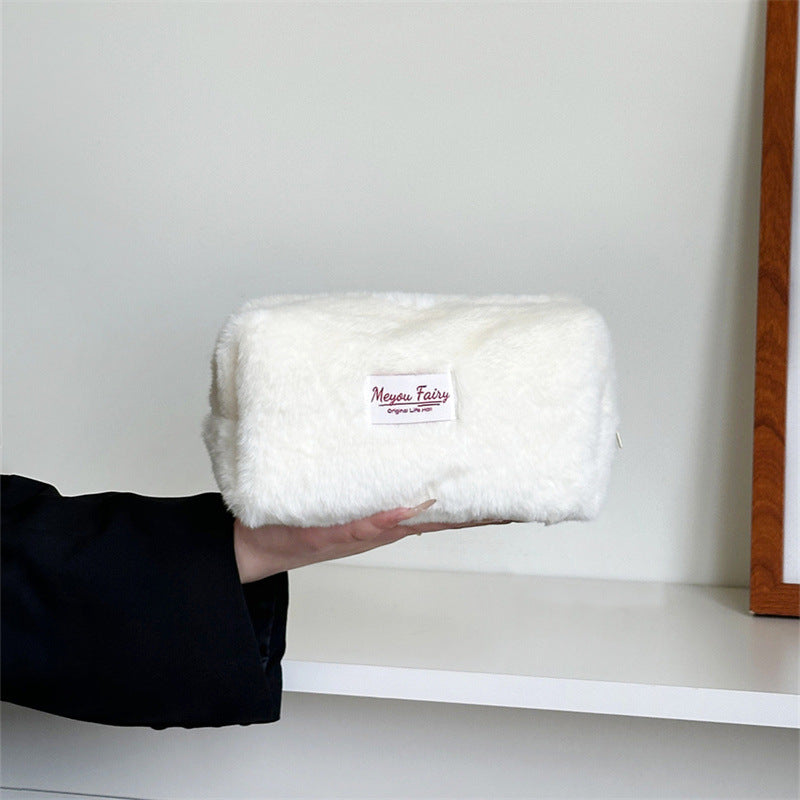 Simple Solid Color Plush Cosmetic Bag 6C5CO272