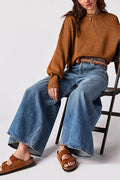 Solid Round Neck Sweater - DippedShop Wholesale - #8963