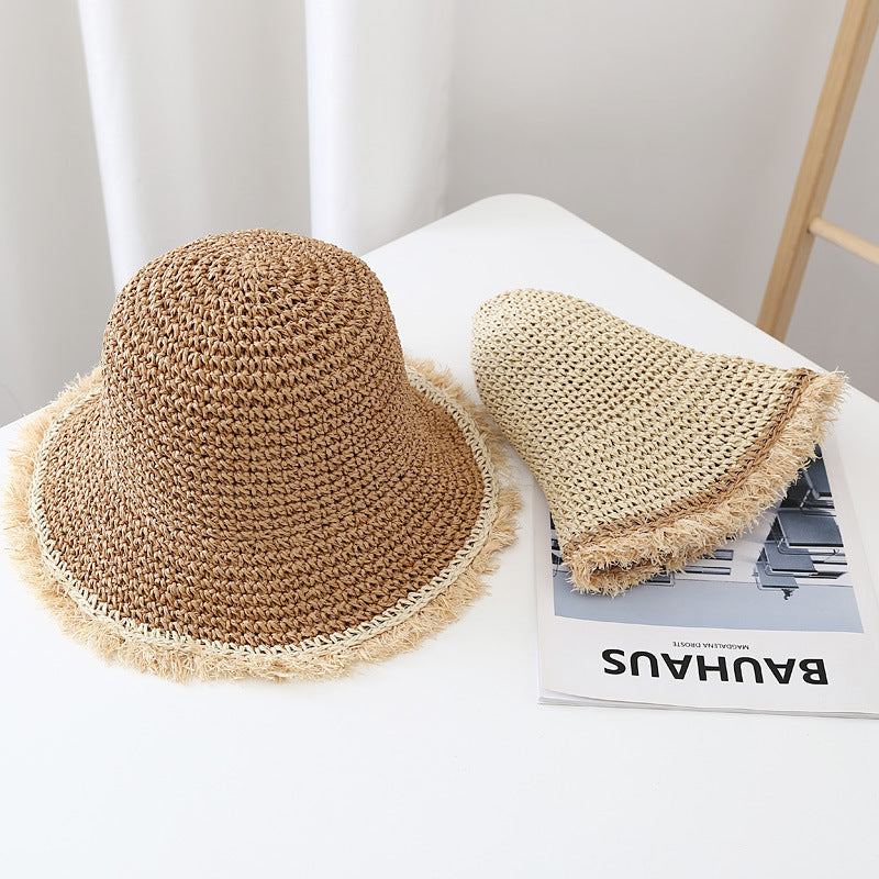 Wide Brim Straw Bucket Hat - DippedShop Wholesale - #9555