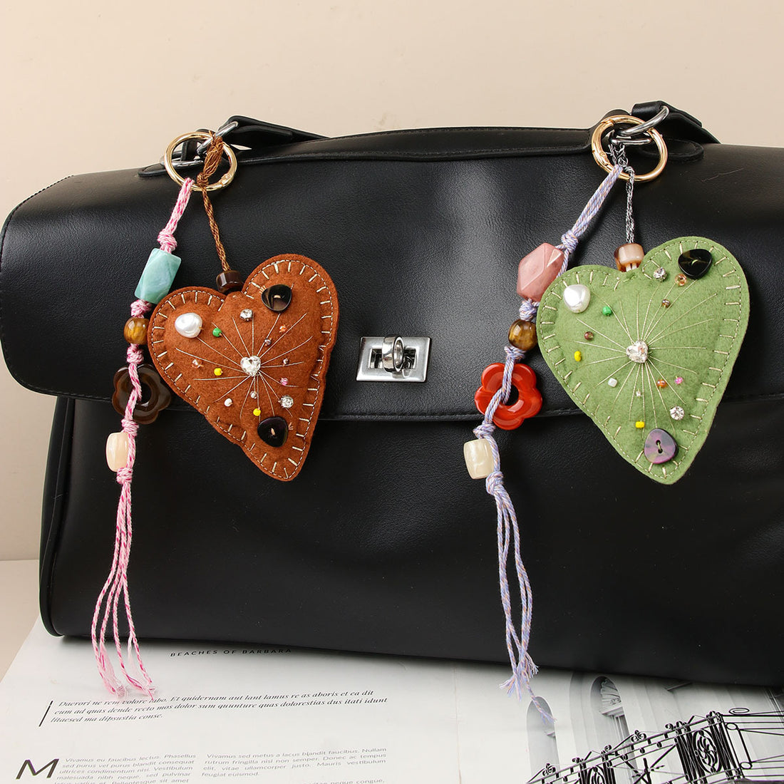 Rhinestone Heart Bag Charm - DippedShop Wholesale - #2883