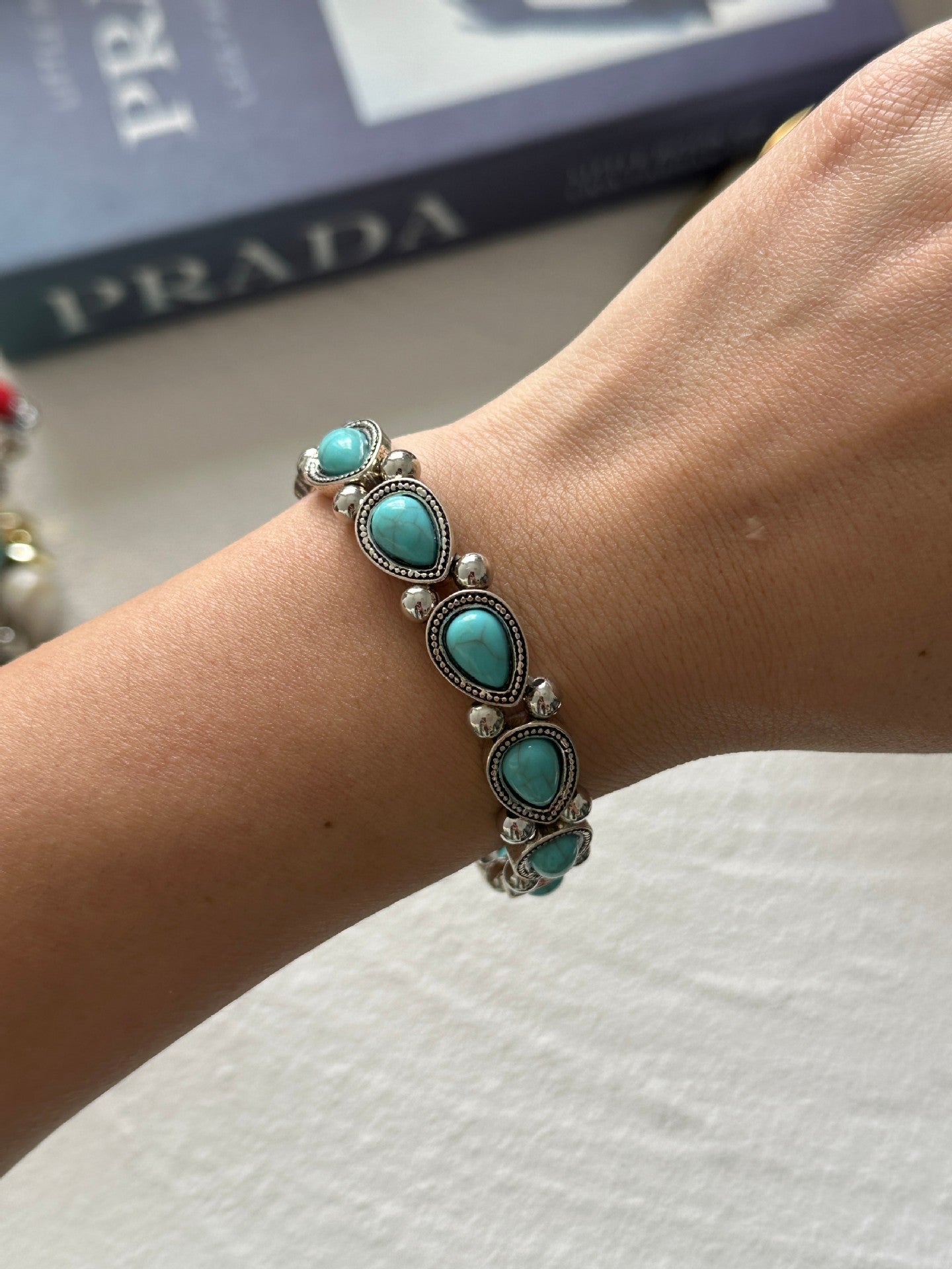 Vintage Irregular Geometric Stone Beaded Bracelet 6W6JBR511