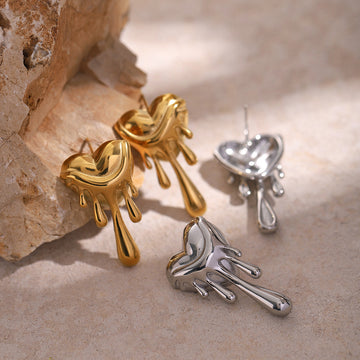 Heart Melting Shaped Stud Earrings DPJE1319