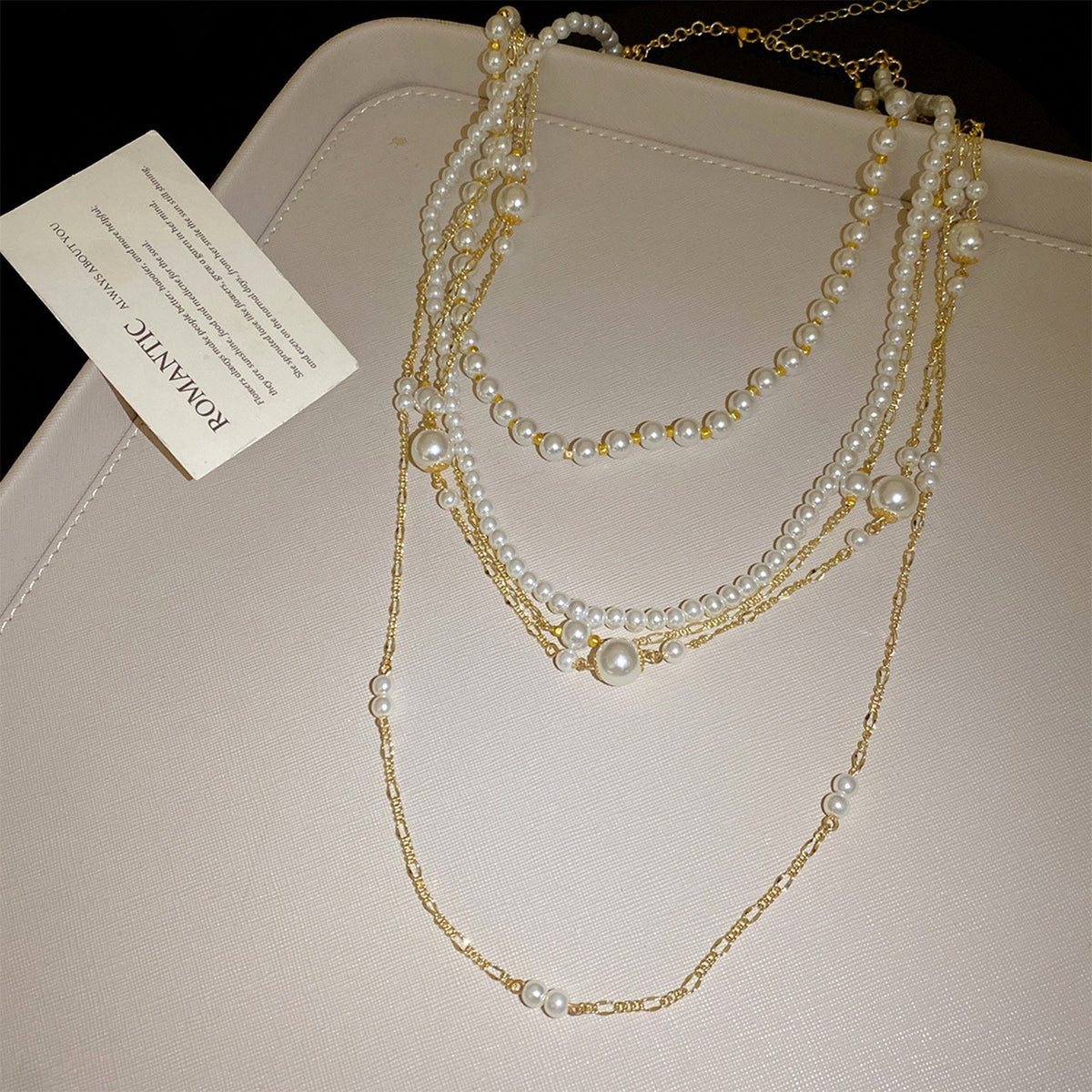 Multi-Layer Pearl Long Necklace - DippedShop Wholesale - #8995