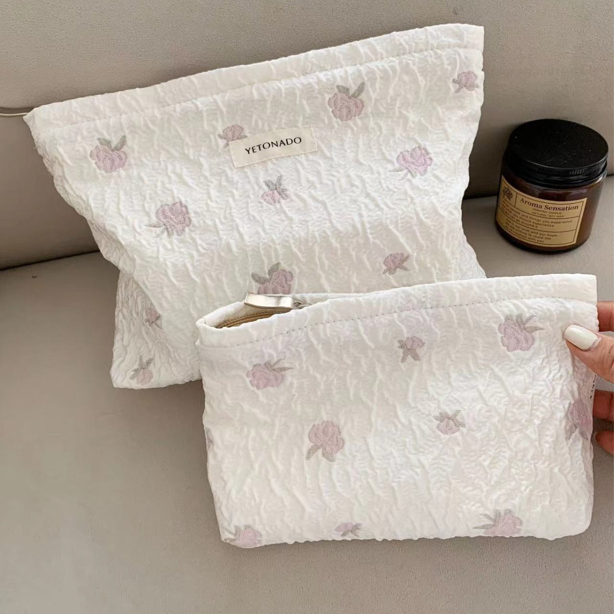 Elegant Rose Embroidery Large Capacity Cosmetic Bag MK2BW6W10BOB408