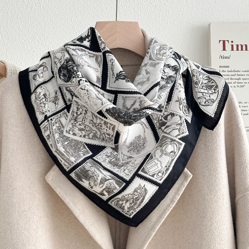 Stylish Letters Print Square Silk Scarf 6W6NSI199