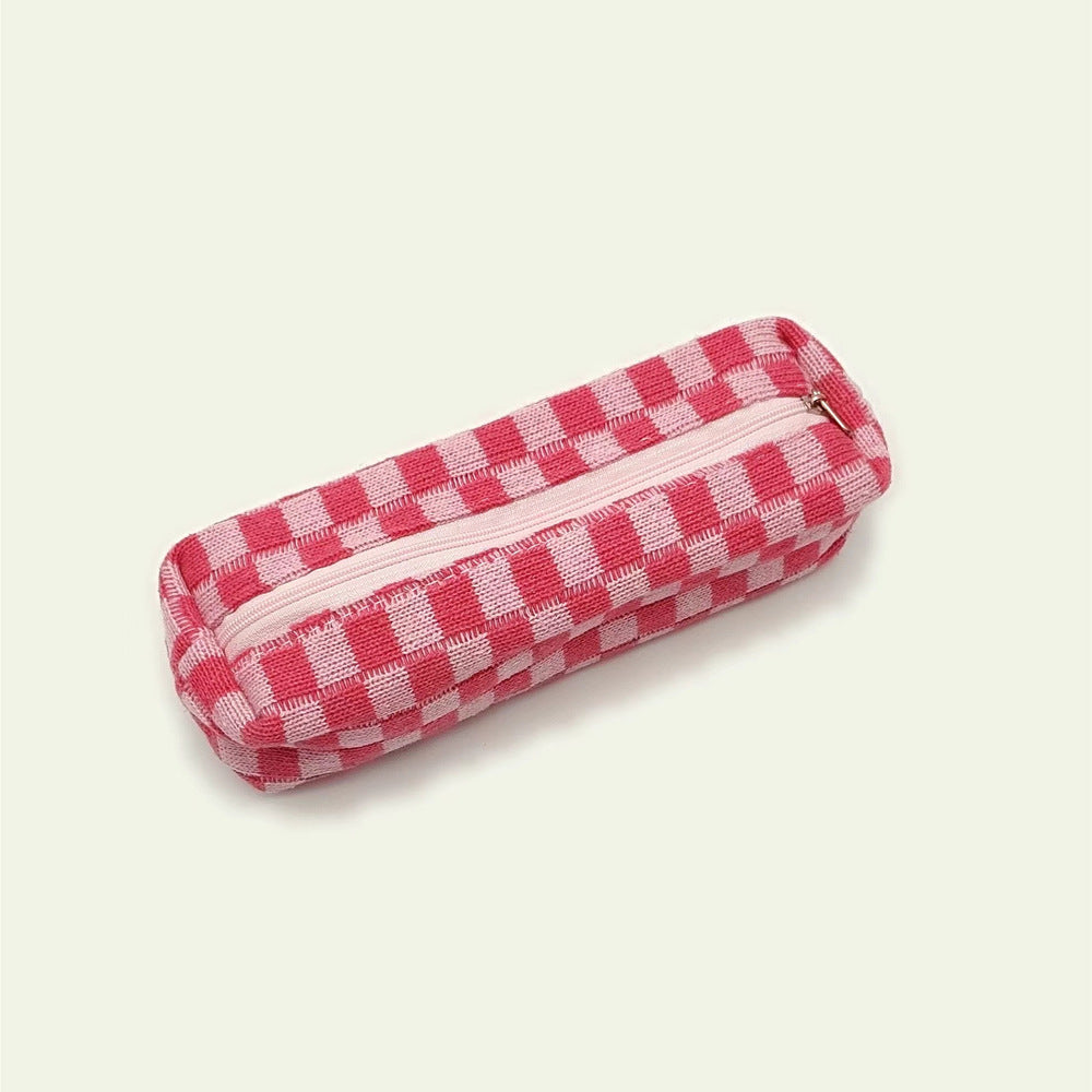 Simple Plaid Color Block Portable Pencil Pouch 6S10BOB1044