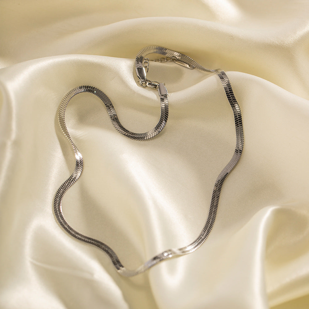 Herringbone Chain Flat Snake Chain Necklace DP25B752