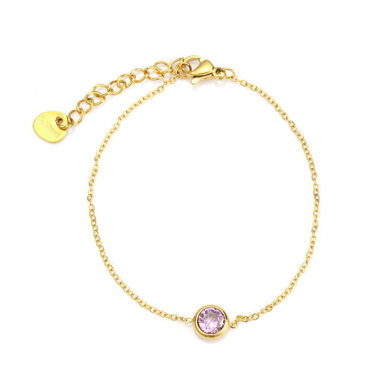 Fashion Gold Plated Cubic Zirconia Chain Bracelet 6W6JBR517