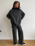 Loose High Collar Knit Set - DippedShop Wholesale - #0547