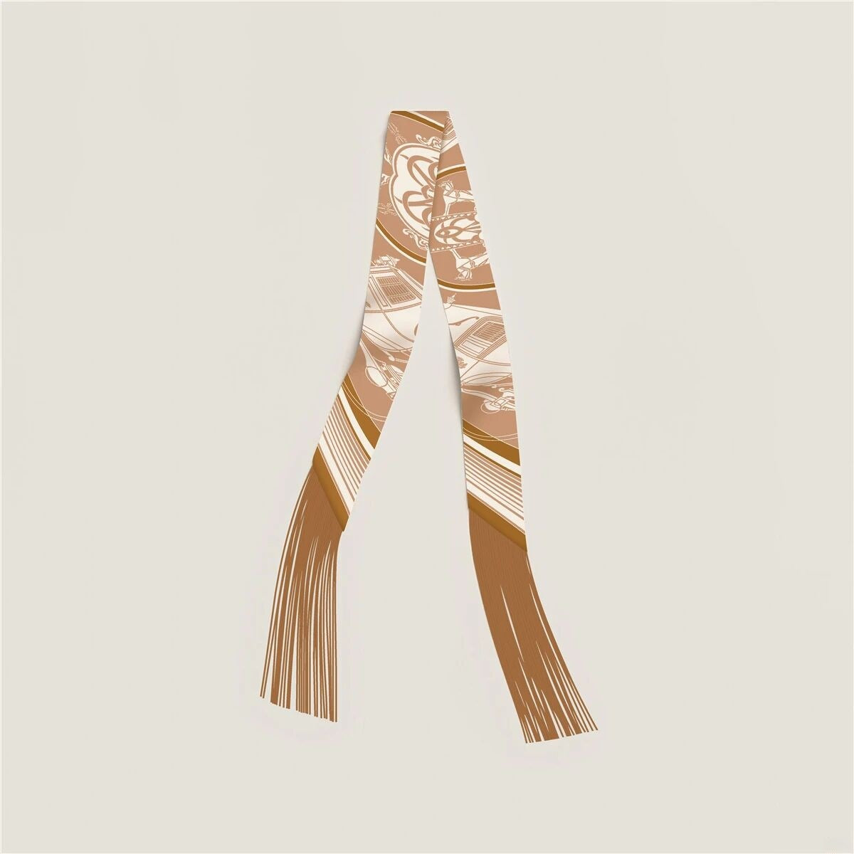 Simple Striped Print Tassel Silk Scarf 6W6NSI247