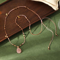 Natural Stone Pendant Beaded Rope Necklace 6W6JNC628