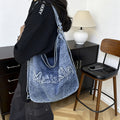 Vintage Snow Wash Denim Letter Hobo Bag 10BBG2374
