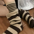 Faux Double-Layer Striped Slouchy Socks 6W8FSO707