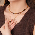 Vintage Irregular Tiger Eyes Stones Necklace 6W6JNC909
