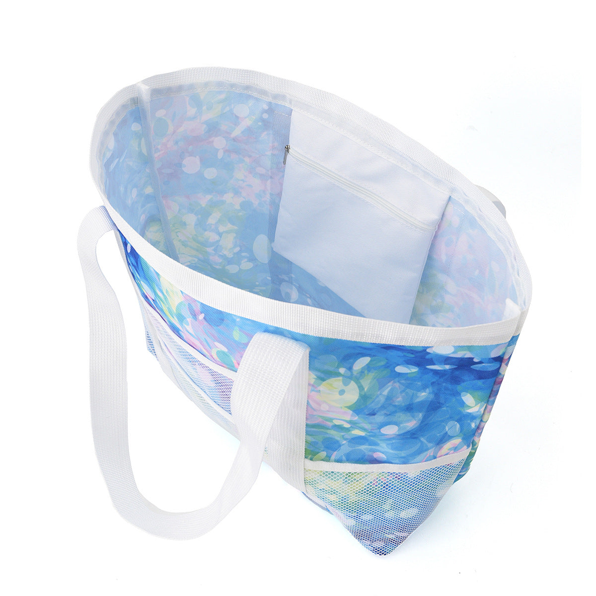 Trendy Mesh Leaf Print Multi-Pockets Storage Bag 8BW6BOB88T