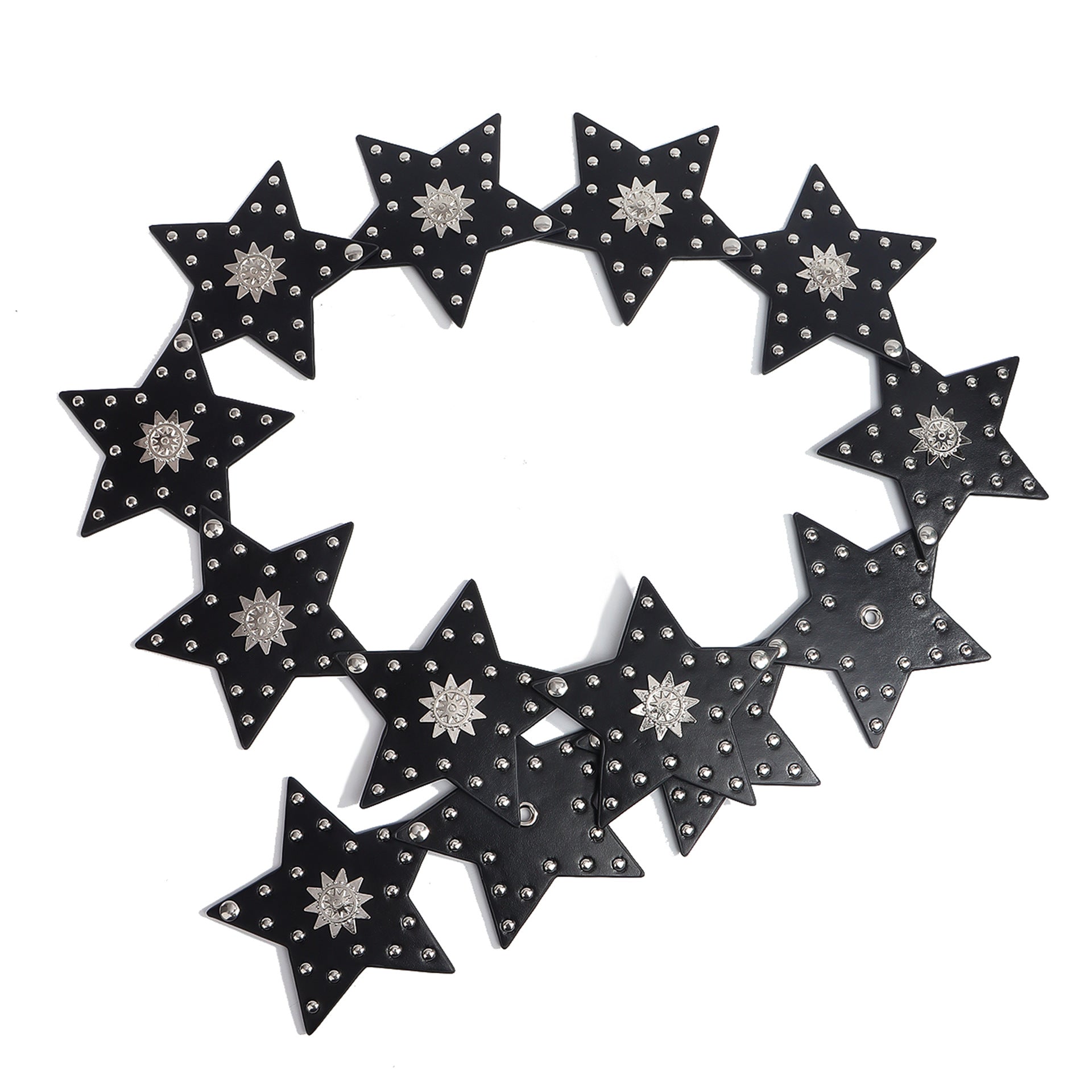 Vintage Studded Rivet Star Wide Leather Belt 6W6JBT133