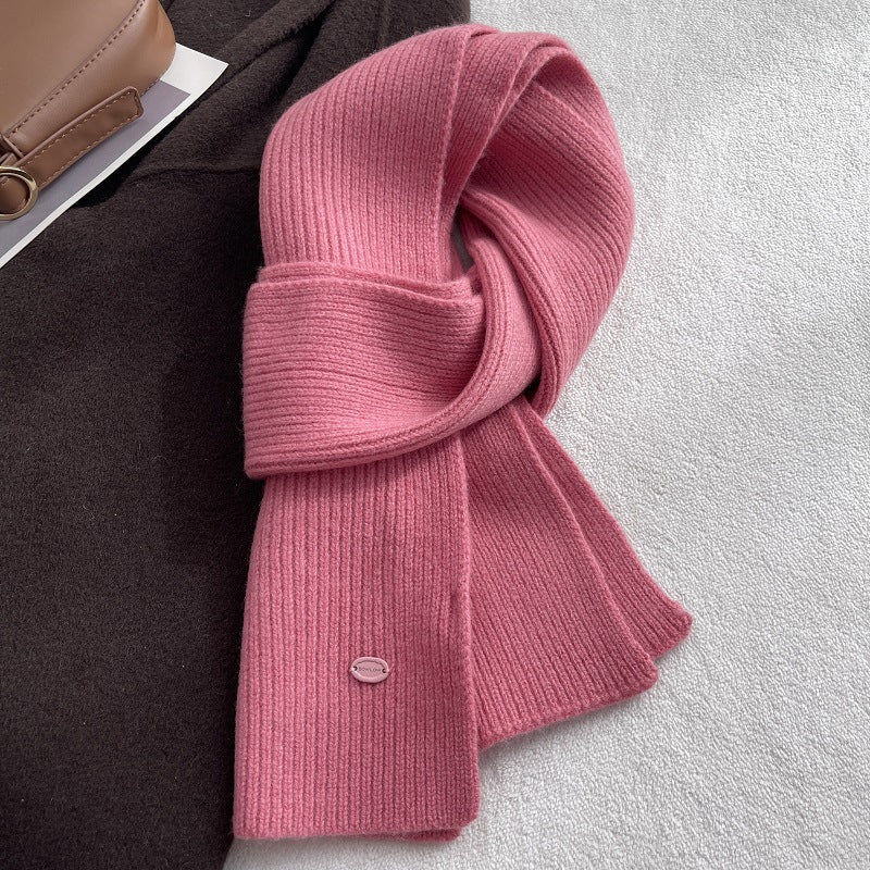 Solid Color Wool Blend Warm Knit Scarf 6W6NSC69