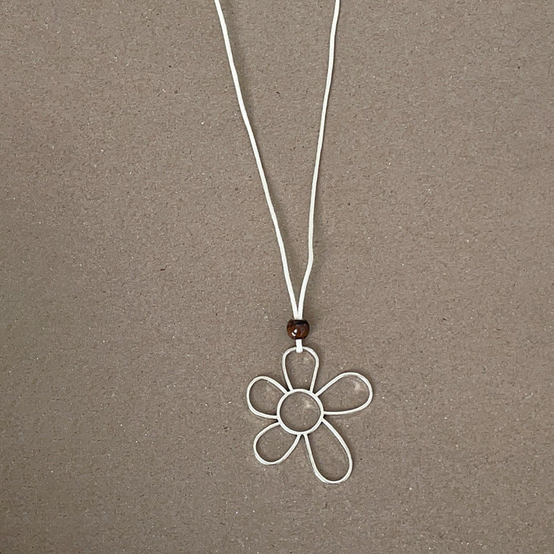 Simple Flower Heart Pendant Chain Necklace 6W6JNC439