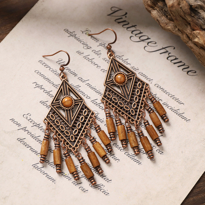 Boho Wooden Dangle Earrings - DippedShop Wholesale - #4227