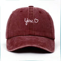Vintage Washed Letter Heart Embroidery Baseball Cap MK2BW6W6HAT89