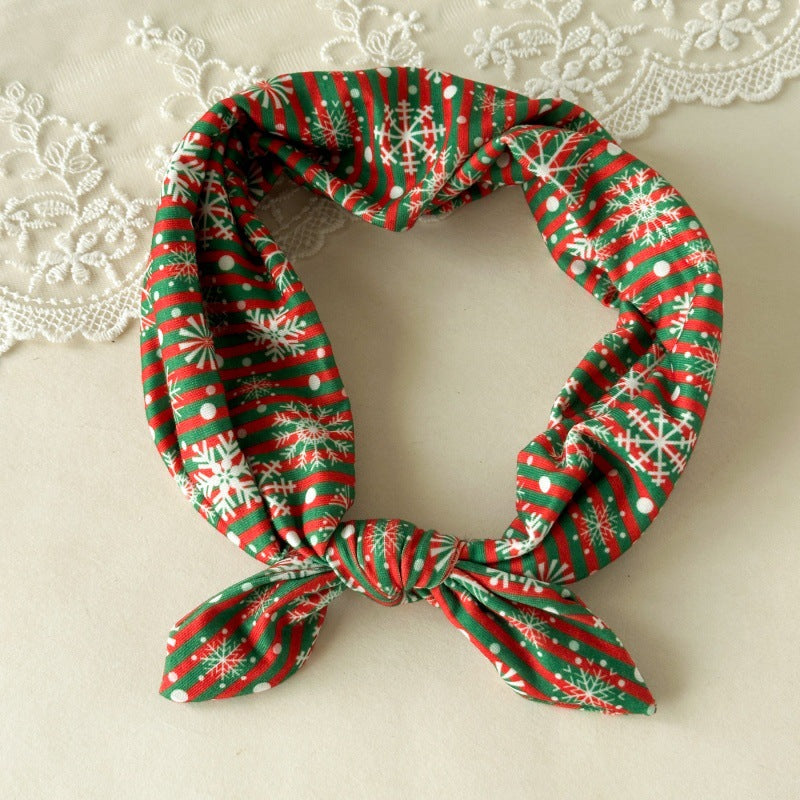 Christmas Print Bunny Ears Elastic Hair Band 6W6HBD362