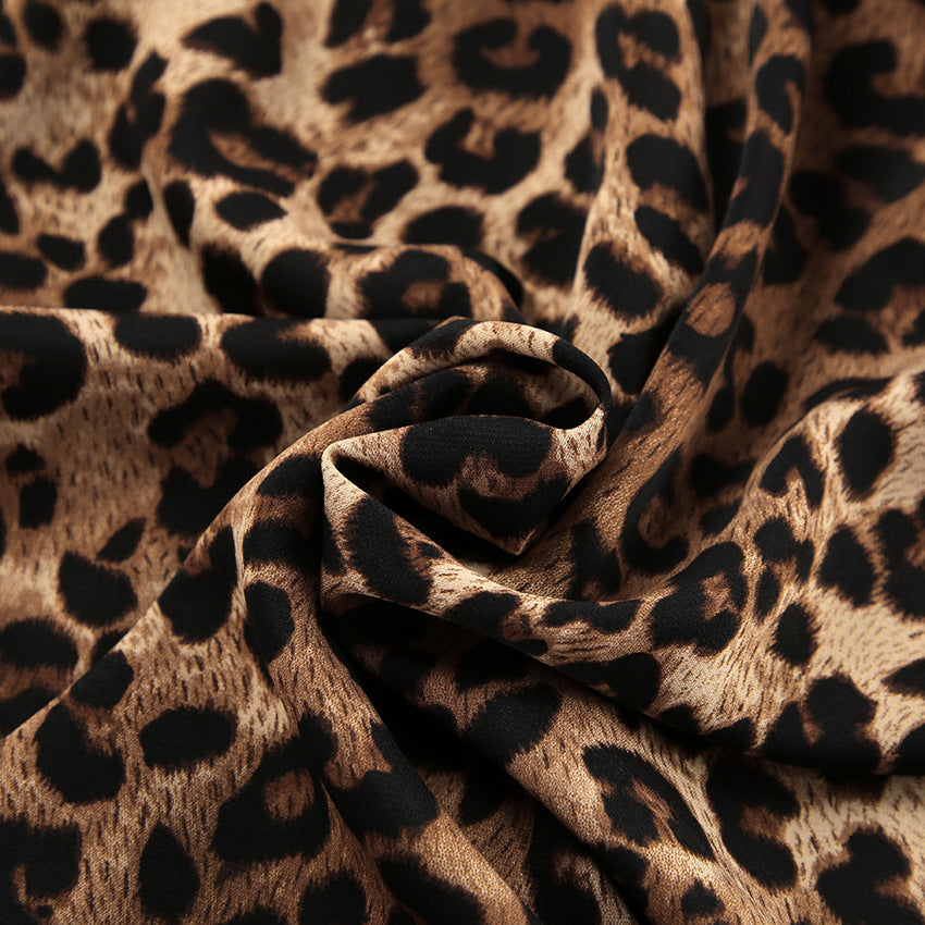 Leopard Print Lapel Sleepwear Set - DippedShop Wholesale - #8787