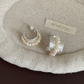 Gold Plated Pearl Wide Earrings - DippedShop Wholesale - #2963