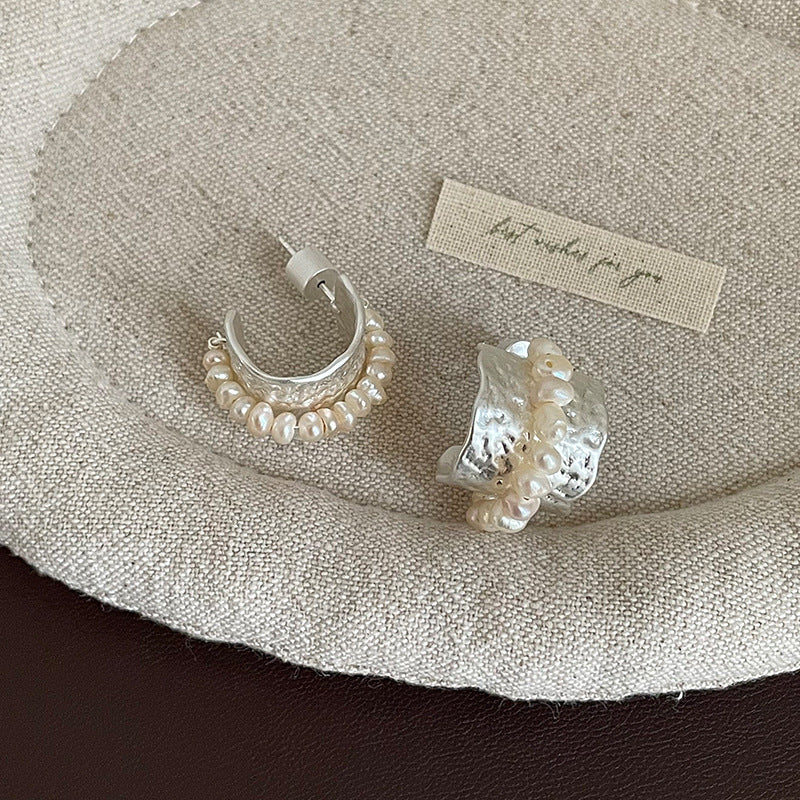 Gold Plated Pearl Wide Earrings - DippedShop Wholesale - #2963