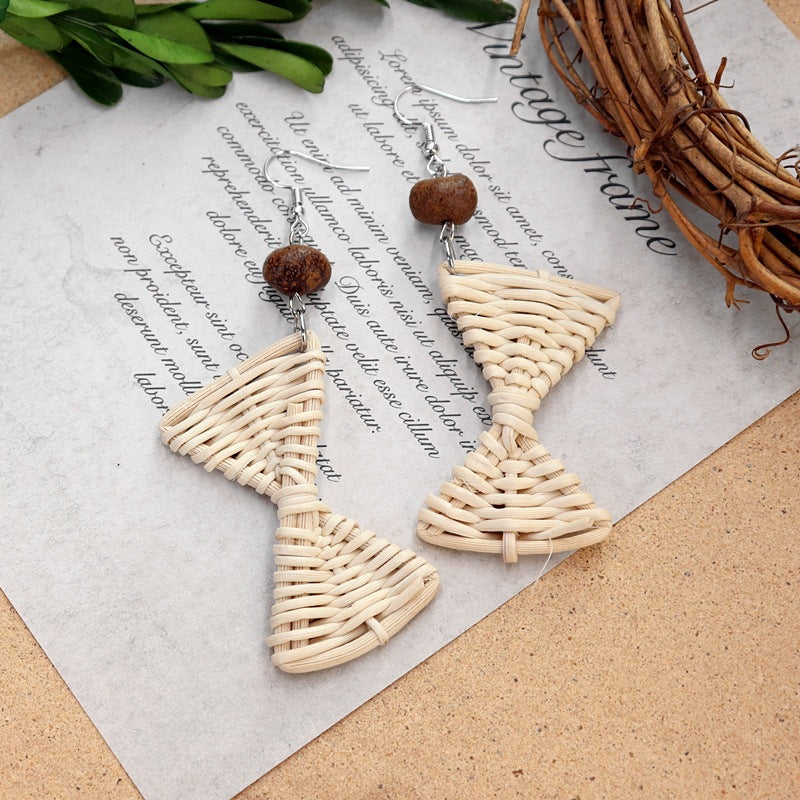 Vintage Rattan Dangle Earrings - DippedShop Wholesale - #4243