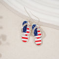 Hiphop USA Flag Love Heart Pendant Hook Earrings 8ZA6JER306L