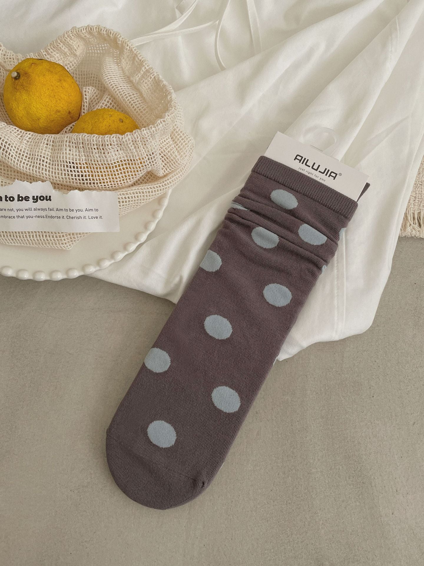 Vintage Polka Dot Soft Scrunch Socks 6W8FSO697