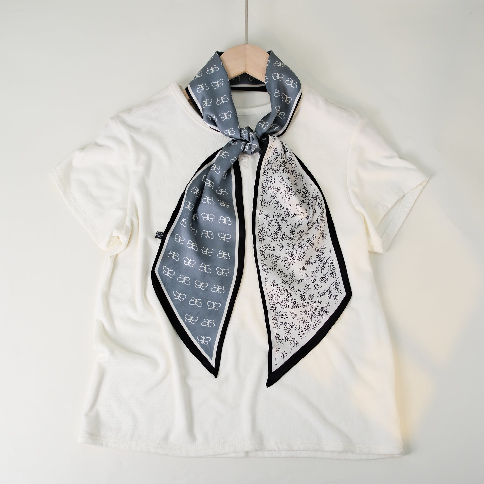 Minimalist Color Block Striped Print Silk Scarf 6W6NSI178